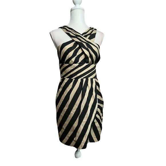 Anthropologie Leifsdottir Black and Tan Striped Macaw Dress Size 8 $298 - Picture 2 of 15